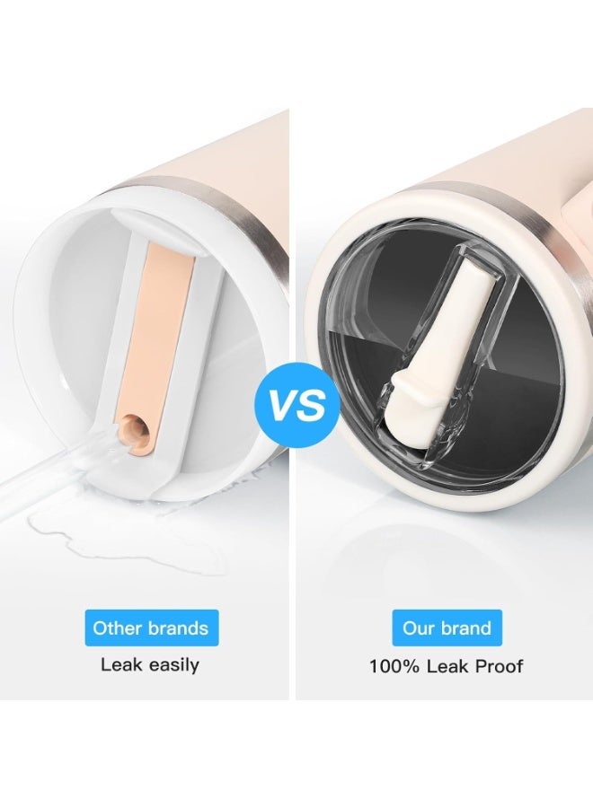 غطاء كوب مانع للتسريب – قطعة واحدة – بفتحتين للشرب، تصميم مريح وسهل الاستخدام، لون أبيض شفاف، مناسب للمشروبات الساخنة والباردة - Image 2